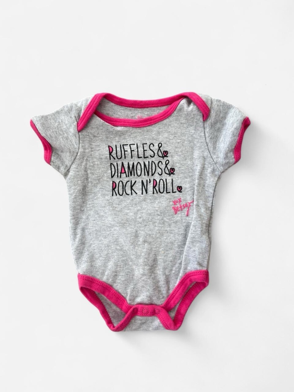 Betsey Johnson Gray & Hot Pink 'Ruffles & Diamonds' Bodysuit